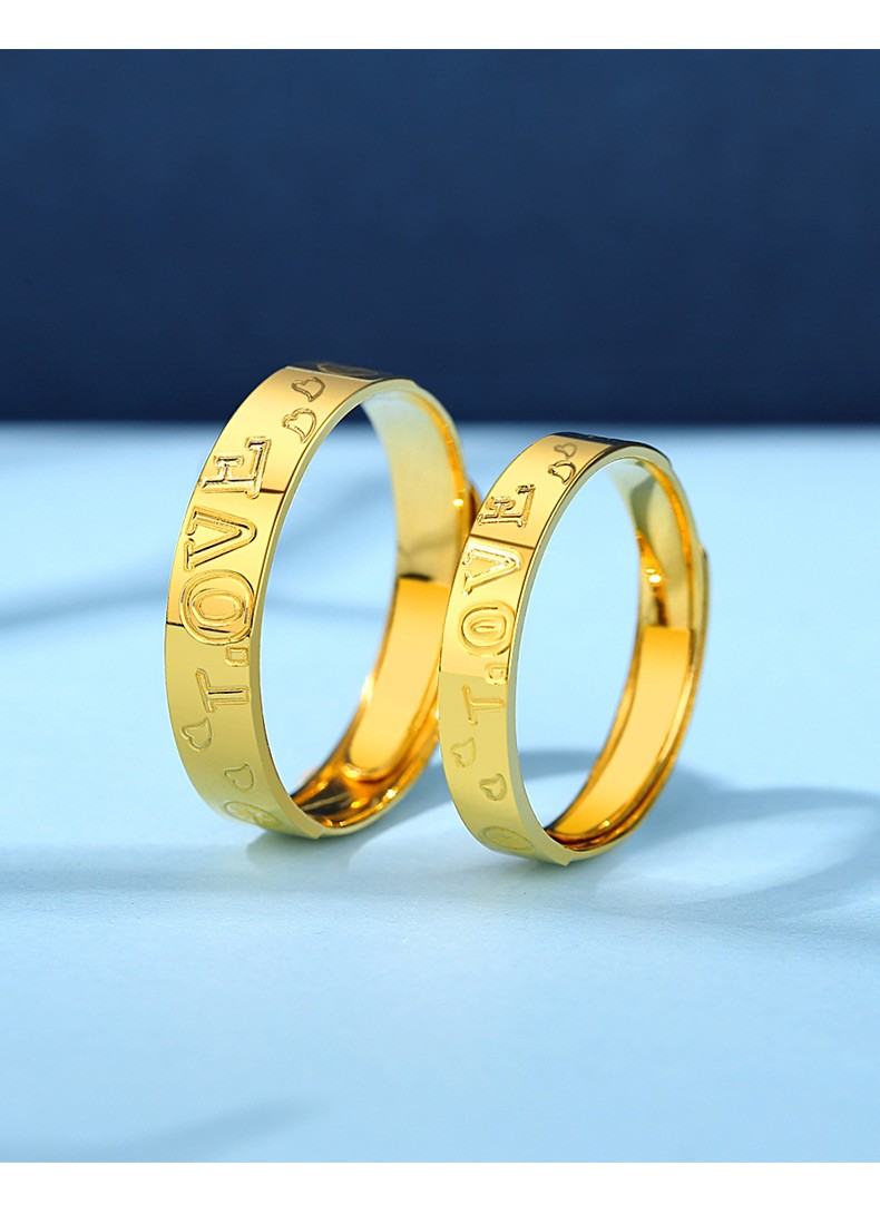 晚仪珠宝黄金戒指男女款999足金情侣对戒一对时尚开口婚戒女款单个约