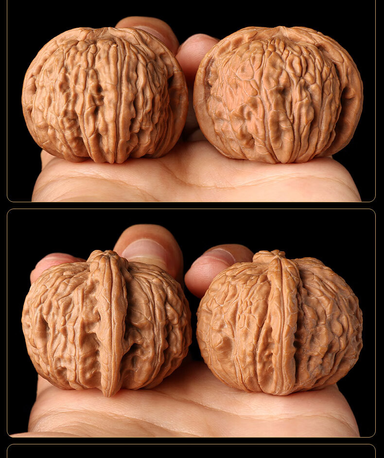 高端品质文玩野外生闷尖白矮桩磨盘四座楼小尺寸手捻核桃手把件盘玩