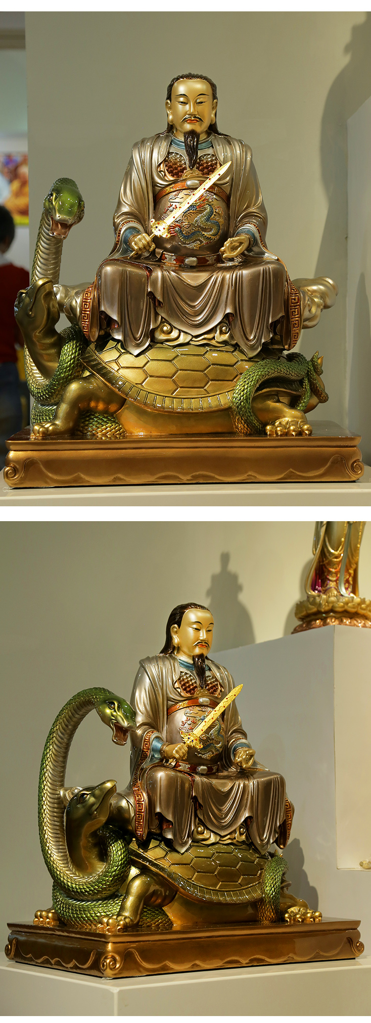 九黎圆通台湾纯铜彩绘玄天上帝武当山真武大帝神像铜像家用道教北极