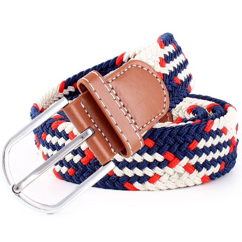 松紧腰带精品休闲弹力编织皮带女式 松紧腰带男女士帆布腰带 弹力黑混