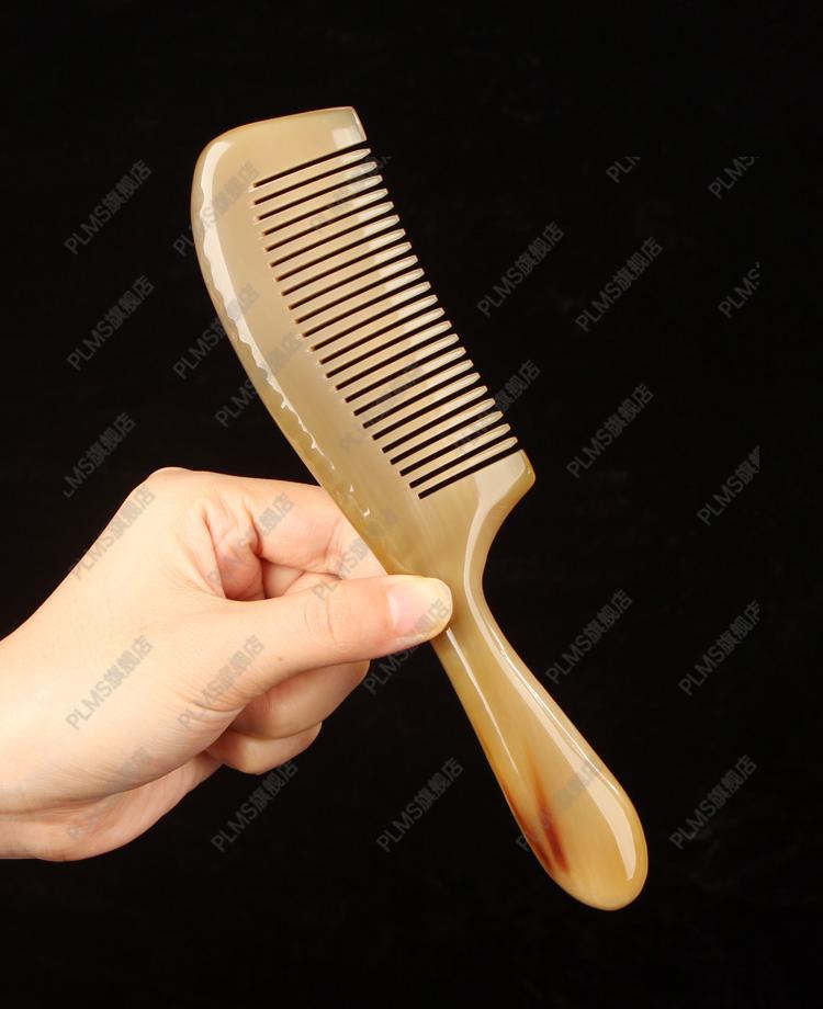 牛骨梳 牦牛角梳天然加厚加圆大号白水牛角梳子经络按摩男女刻字礼物