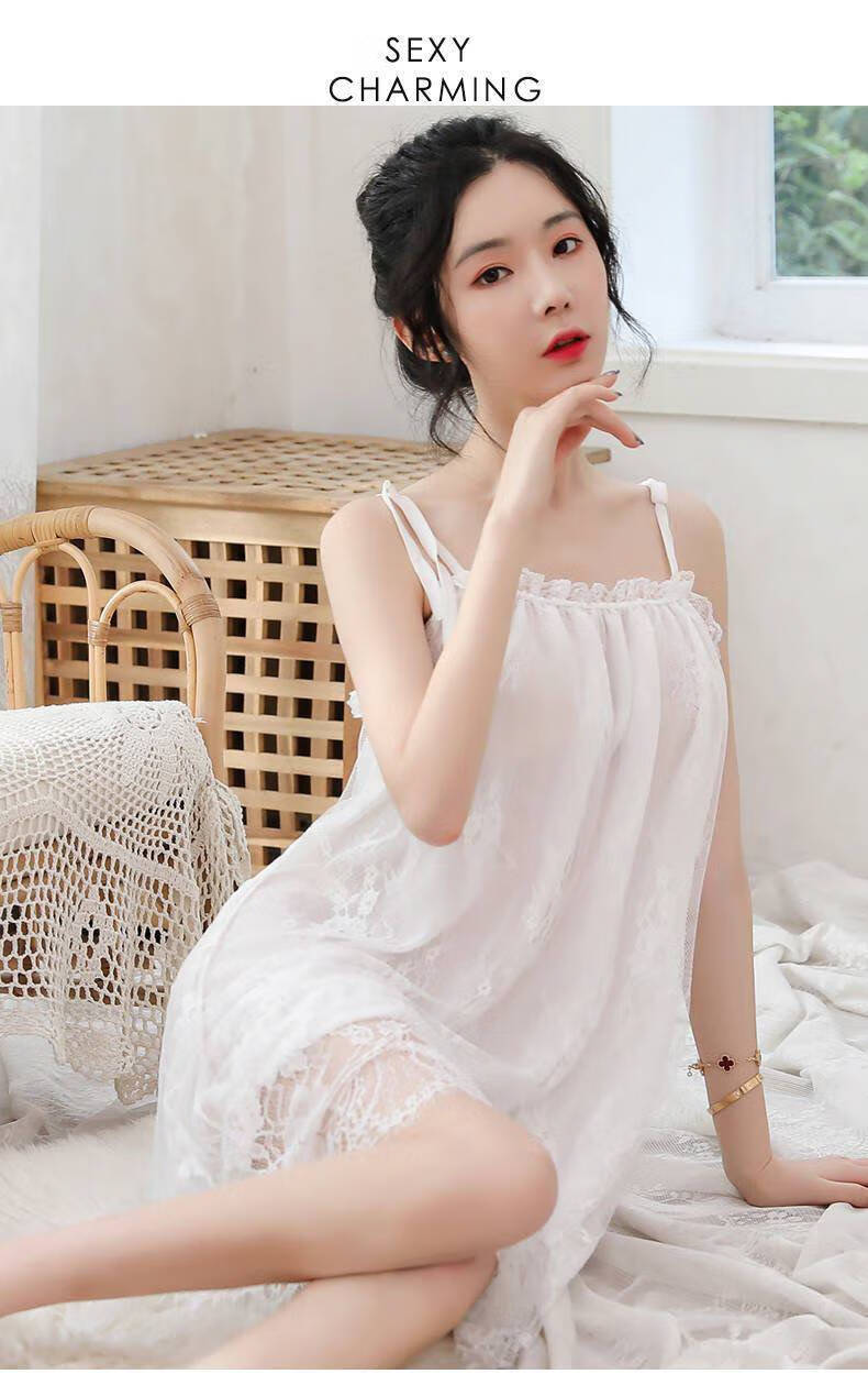超仙女的睡衣睡裙女甜美家居服性感睡衣女学生韩版可爱蕾丝大吊带9035