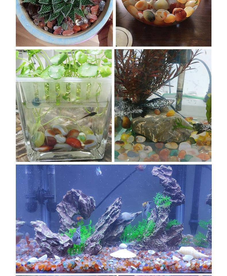 雷泊汀 雨花石原石天然鹅卵石鱼缸石头花盆彩色石子七彩小石头五彩石