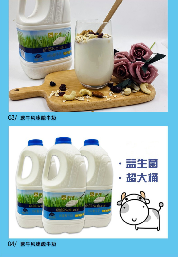 蒙牛酸奶益生菌大桶装网红健身佐餐11kg风味酸牛奶大瓶整箱原味1桶0