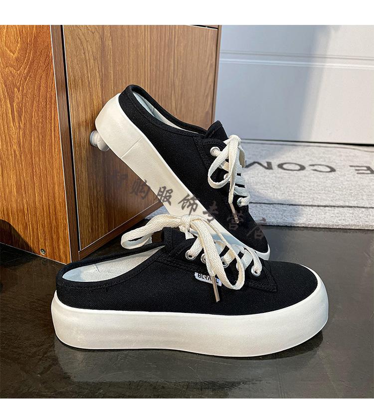 大脚宽脚女士鞋柔软胖头鞋大头帆布鞋女夏厚底圆头丑萌憨憨面包鞋ins