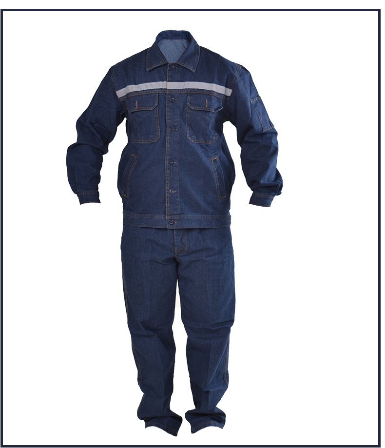矿工煤矿下井工作服套装井下矿用工衣纯棉牛仔劳保服上衣裤子带反光条