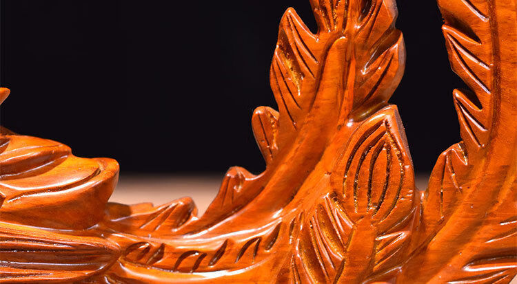 唐砖花梨木孔雀摆件雕刻凤凰客厅装饰品木雕动物摆件红木新婚工艺品整