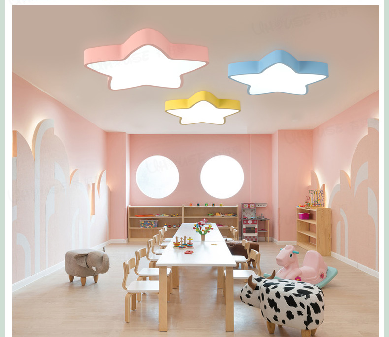 五角星吊灯创意卡通儿童房间卧室吸顶灯幼儿园教室装饰灯具吸顶款45cm