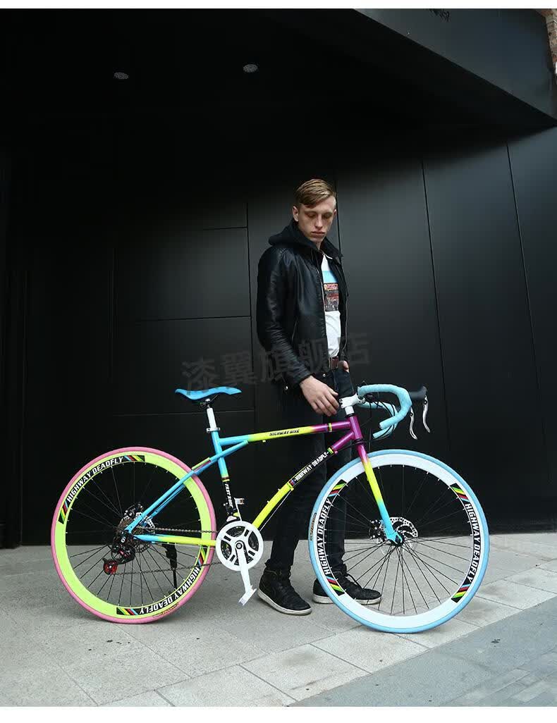 奢姿菲利普公路自行车赛车死飞变速实心胎活飞弯把轻破风快竞速单车