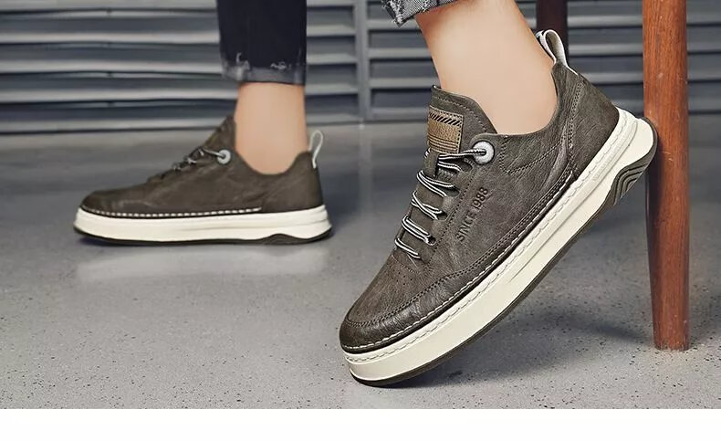 黑色板鞋英伦风小皮鞋搭配牛仔裤的冬款男士鞋子 卡其【运动鞋码】 39