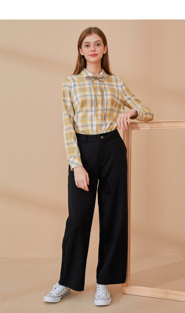 eland衣恋女装秋冬季简约气质个性不规则黑色阔腿裤长裤女依恋黑色19