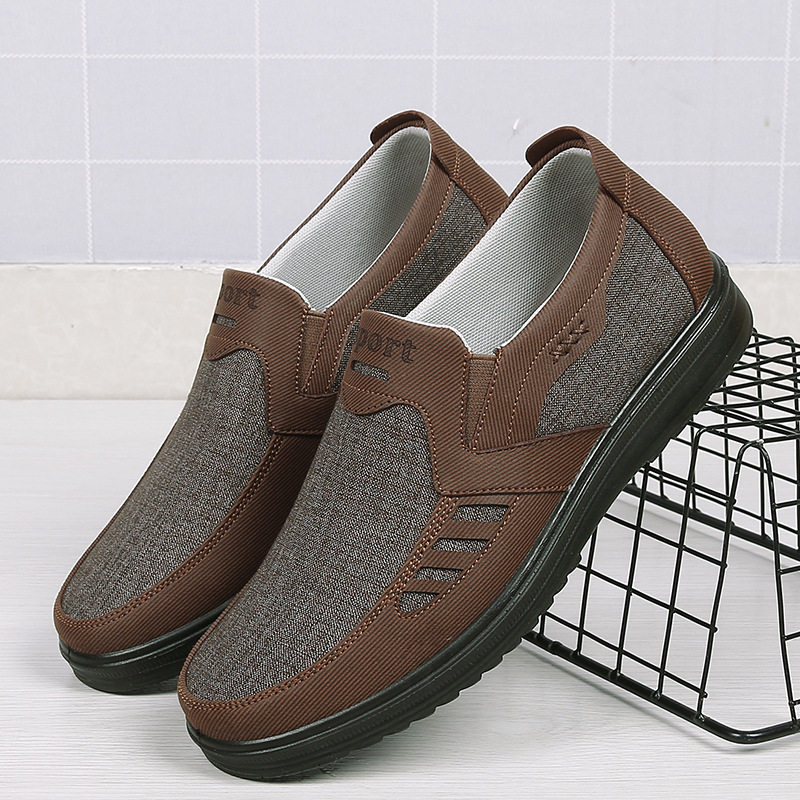 金木鱼男鞋福泰欣2022春秋舒适软底轻便加大码男士单鞋 卡其色 38