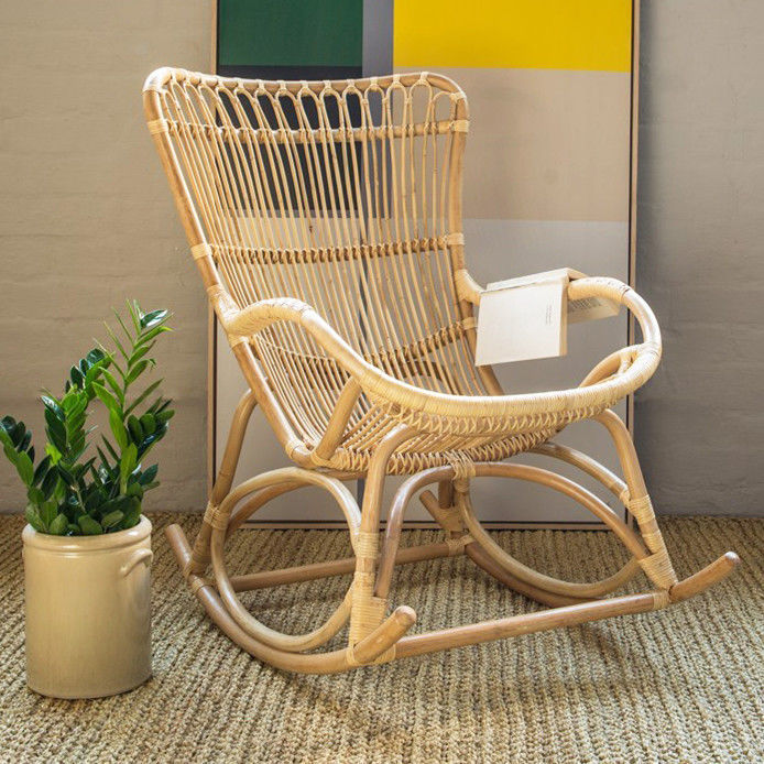 藤休闲阳台太师椅懒人逍遥椅真腾编躺椅北欧风简易腾椅无脚藤沙发摇椅