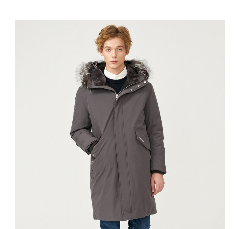 teenieweenie小熊男装韩版时尚长款羽绒服男士秋冬连帽外套潮 藏青