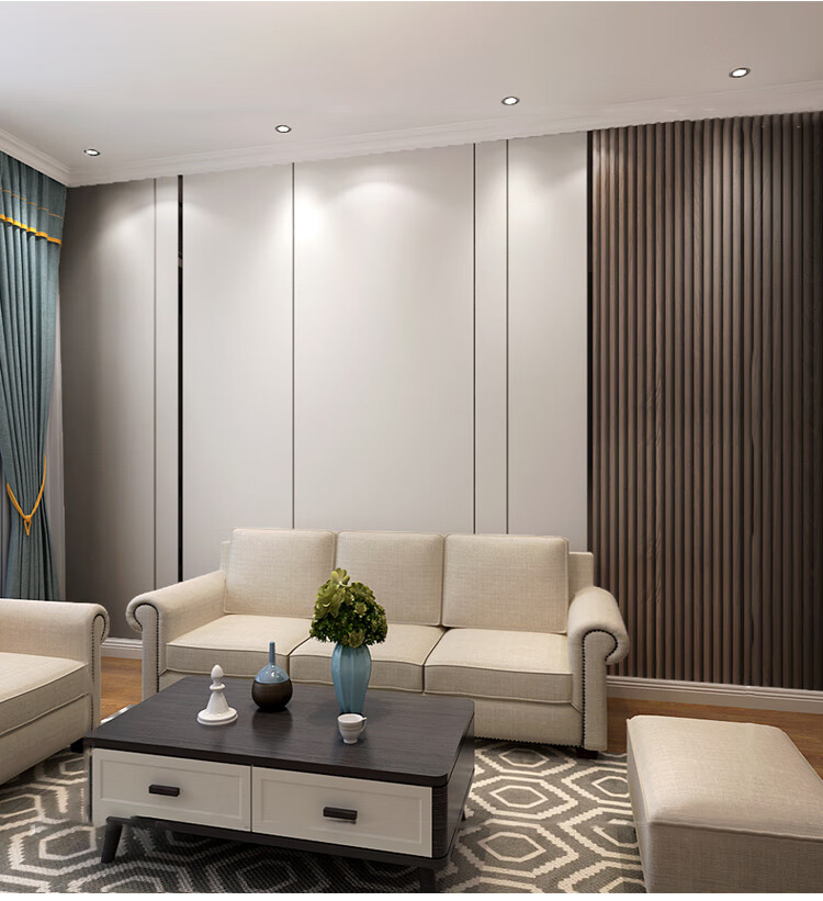 电视背景墙扣板北欧快装卧室客厅格栅集成墙板装饰 600板竹木纤维墙板