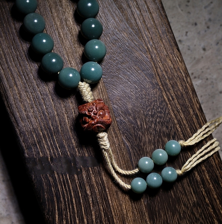 妙聚福阴皮菩提根佛珠手串白玉籽男手持女36颗手链手持款圆珠14mm21颗