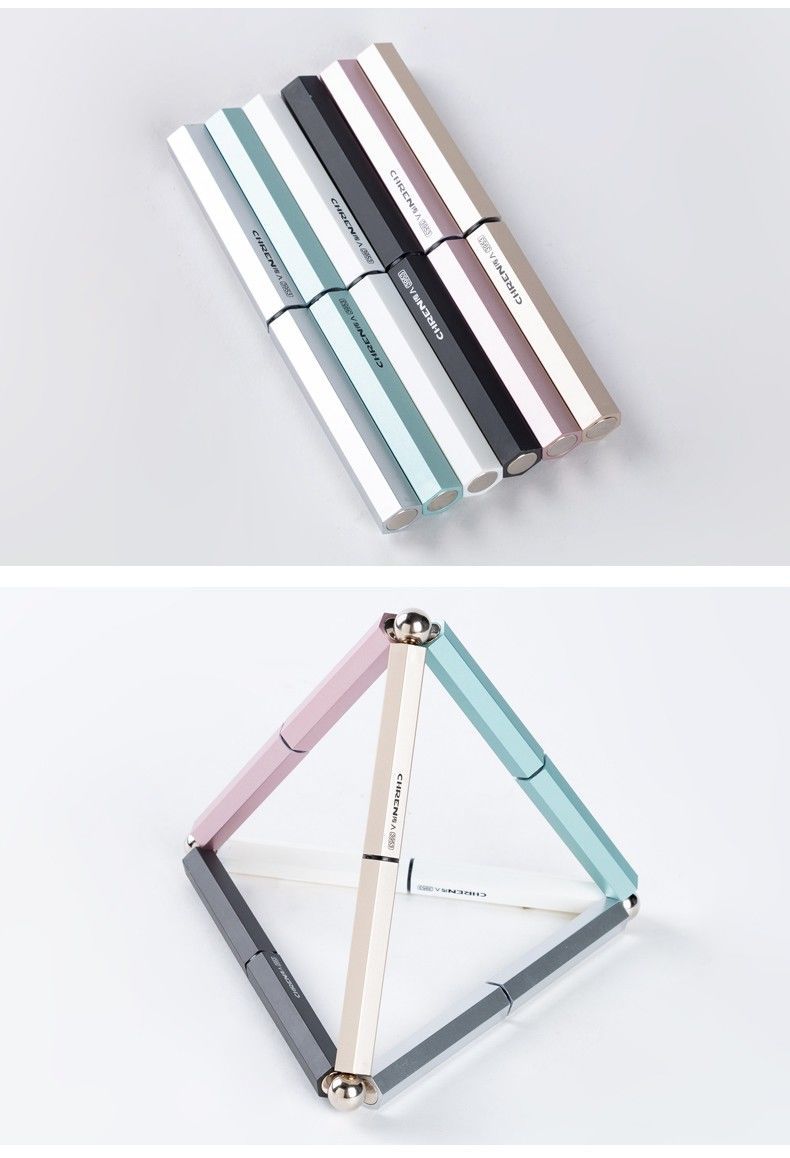 吸铁石钢笔磁力磁铁吸铁学生三年级学生专用女可爱墨囊笔黑白银3支