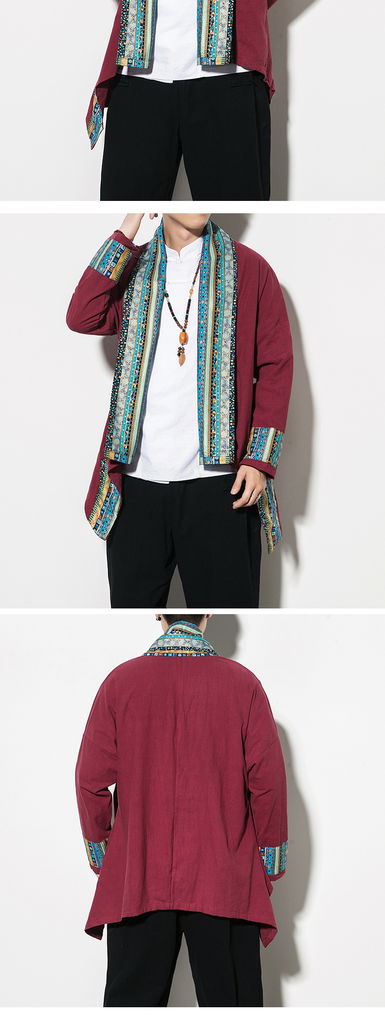 彝族衣服彝男披风新疆民族服装藏装藏服康巴安多国x风装外套少数黑色