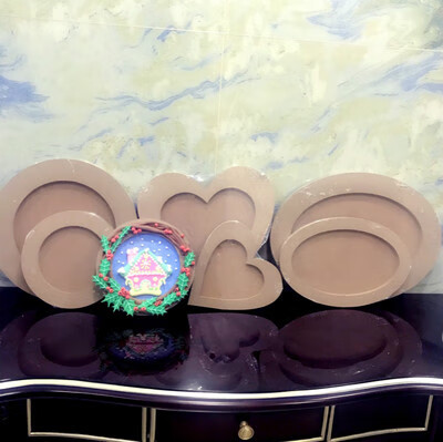 粘土相框圆形 圆形爱心椭圆形立体粘土画框白胚浮雕画diy黏土画创意