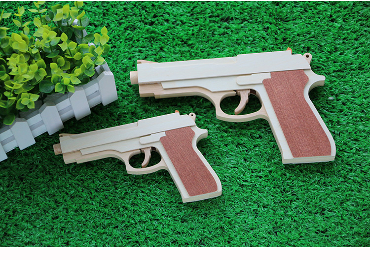 m9皮筋枪超大威力 diy手工创意儿童玩具手炝 沙鹰连发木质 木制玩具软
