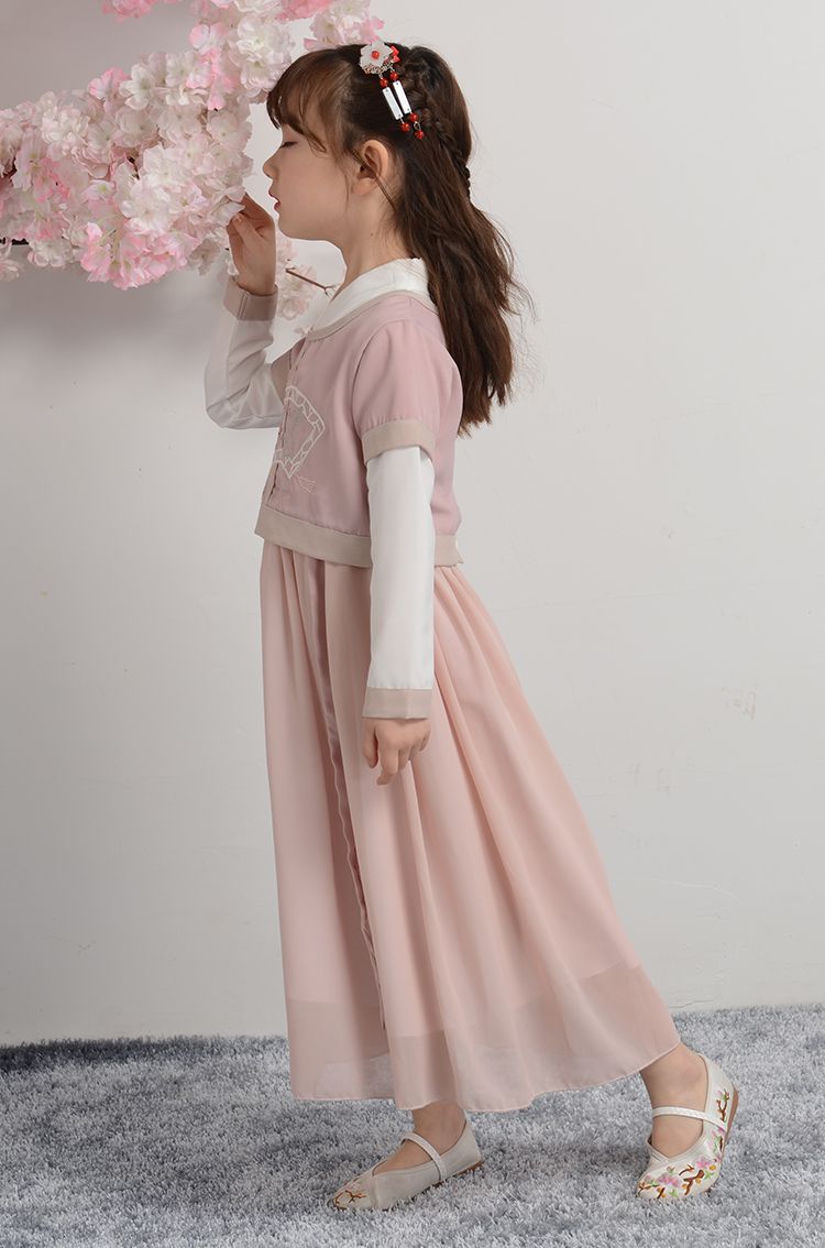 迪士尼(disney)3岁5-6岁8岁儿童女童汉服古装春秋演出服中国风红色