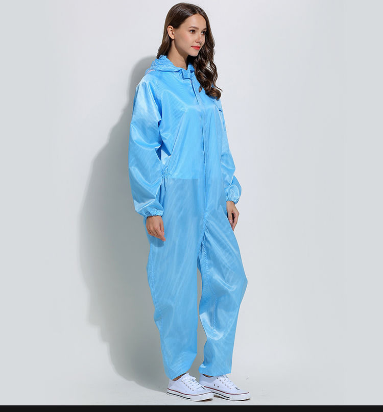 阿恬无尘服连体连帽静电岩喷漆护服尘衣工作服电子车间洁净服藏青色