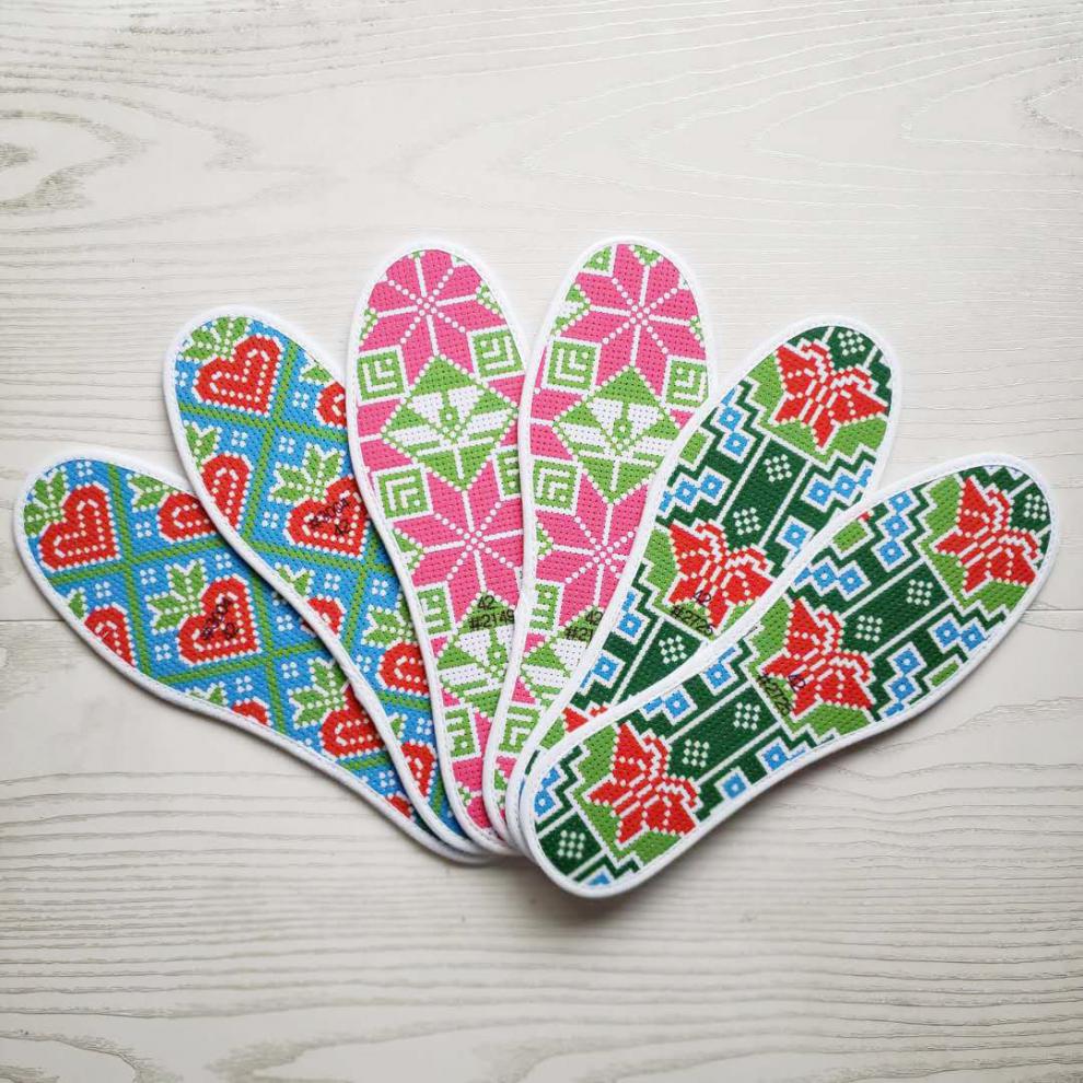 纯棉加厚满绣鞋垫十字绣鞋垫子带针线手工半成品绣花g靓派八角花45码