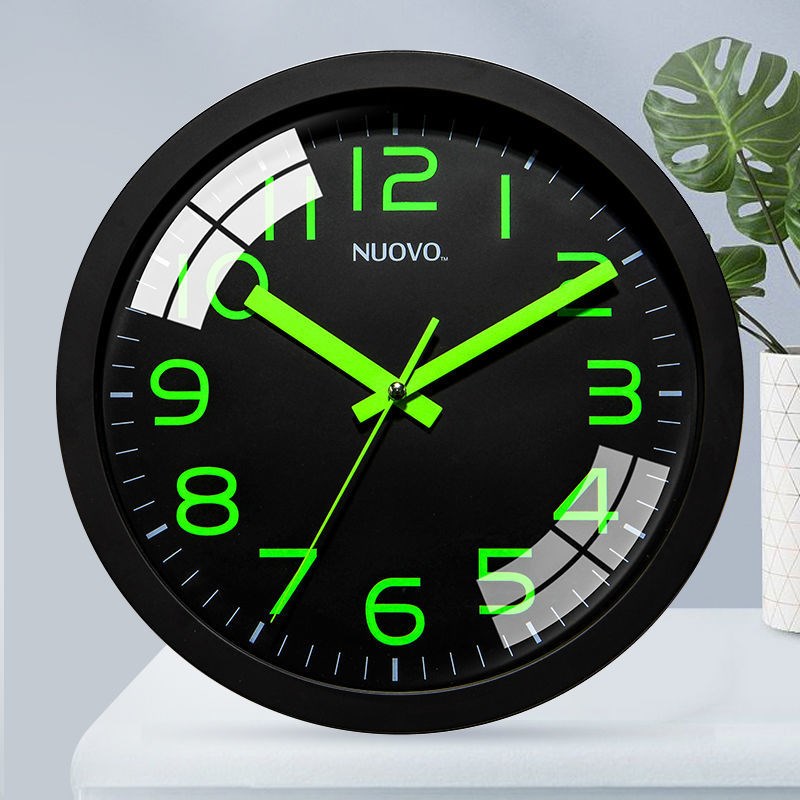 客厅创意家用挂钟墙上免打孔时钟挂表简约北欧风园艺风静音夜光钟 30