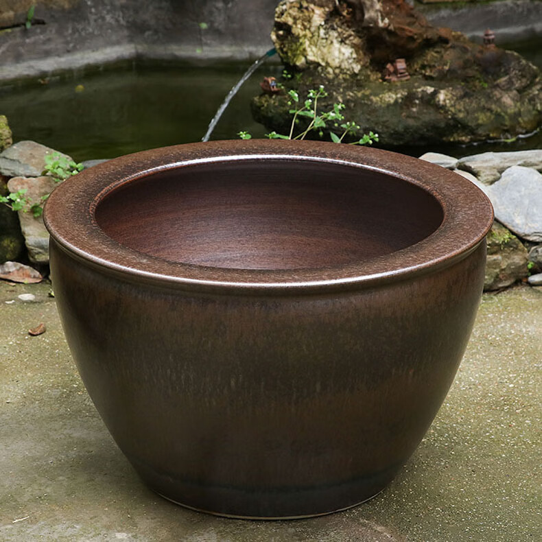 【捡漏】陶瓷养锦鲤鱼缸特大号水缸室外睡莲鱼缸大号荷花缸别墅庭院镇