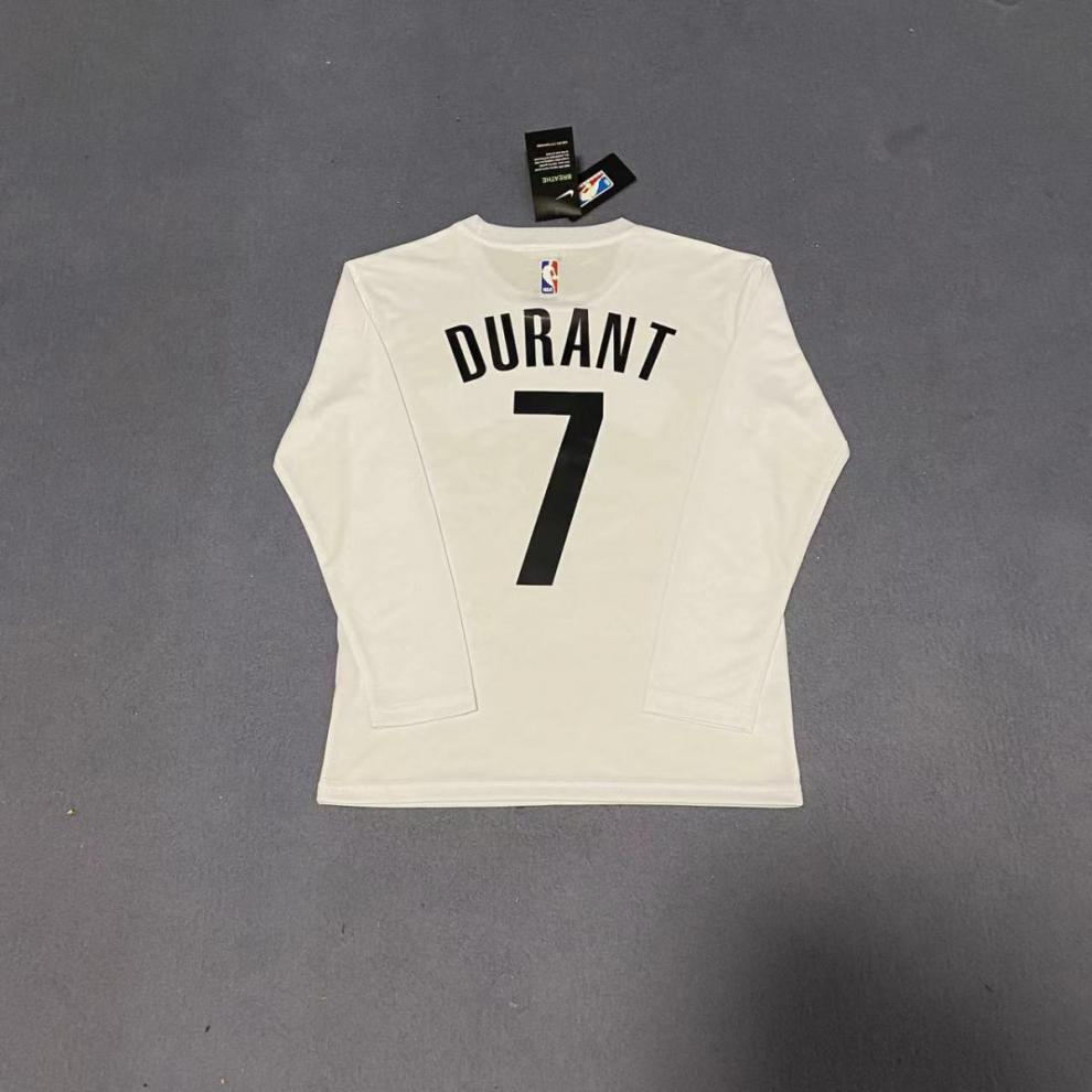 篮网队篮球训练服哈登杜兰特球星速干长袖t恤运动热投篮服 篮网 7号