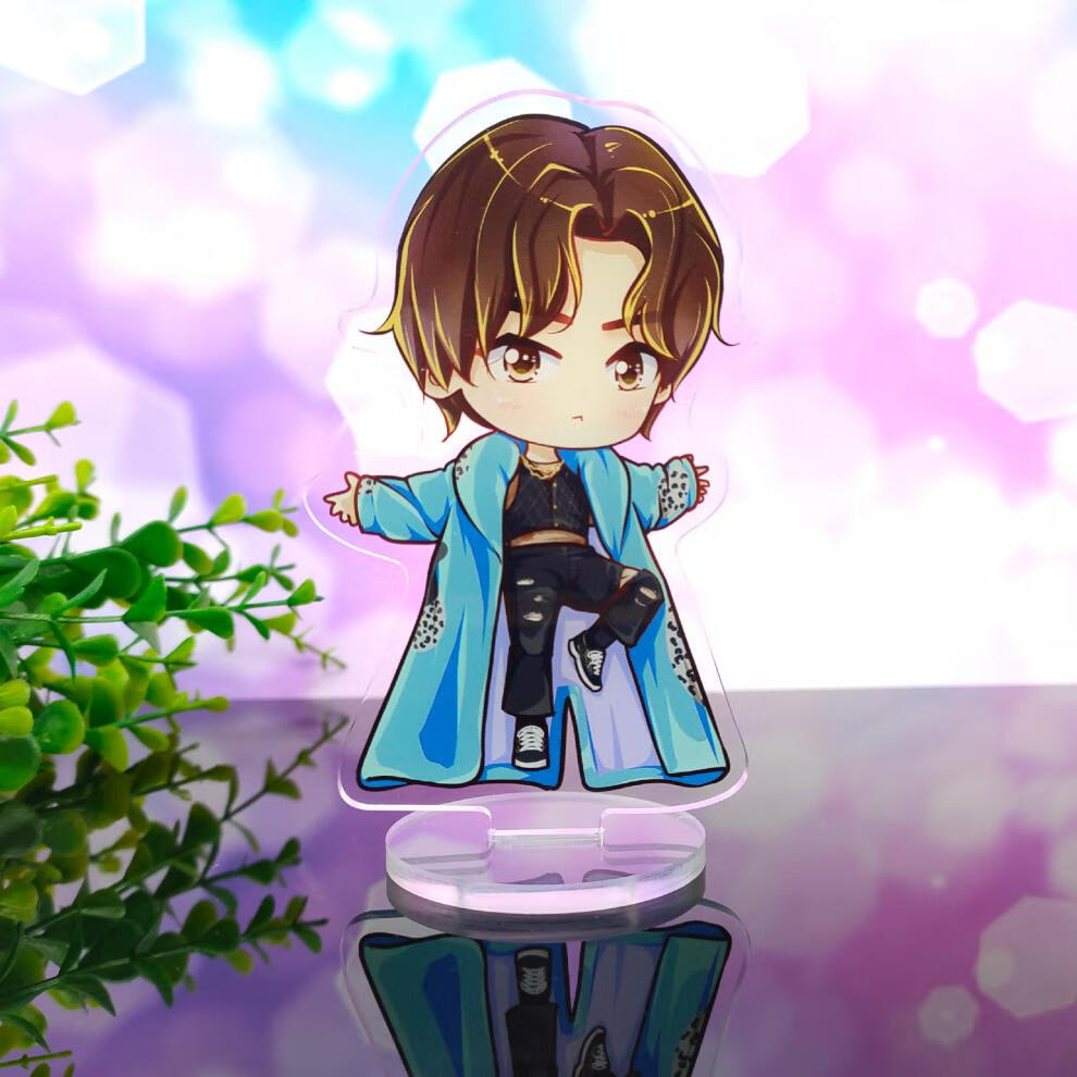 王一博周边q版双面亚克力立牌桌面汽车卡通摆件应援收藏礼品 粉帽博q