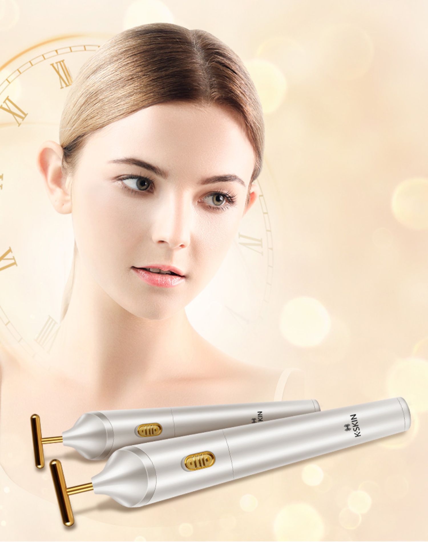 金稻瘦脸棒电动美容按摩仪提拉v脸紧致面部黄金棒男女瘦脸仪器黄色