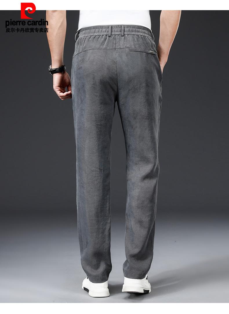 皮尔卡丹高端品牌可系皮带铜氨丝男裤春夏季重磅松紧腰门襟垂感运动