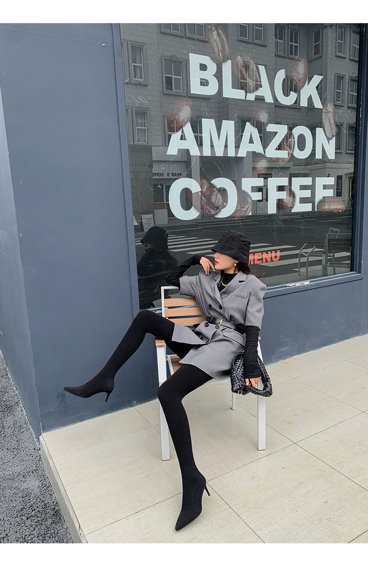 【鞋子京选】裤靴一体过膝长靴女超长针织弹力连身踩脚裤袜靴子细跟