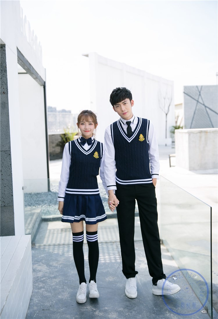 学院风秋冬装套装三件套韩国初高中学生会开幕式服装班服单件毛衣外套