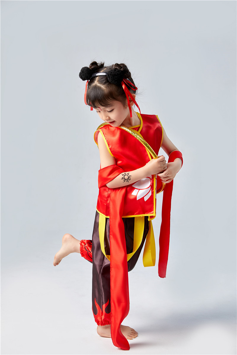 哪咤魔童降世同款衣服动漫哪吒男女童表演服装敖丙服演出服套装肚兜