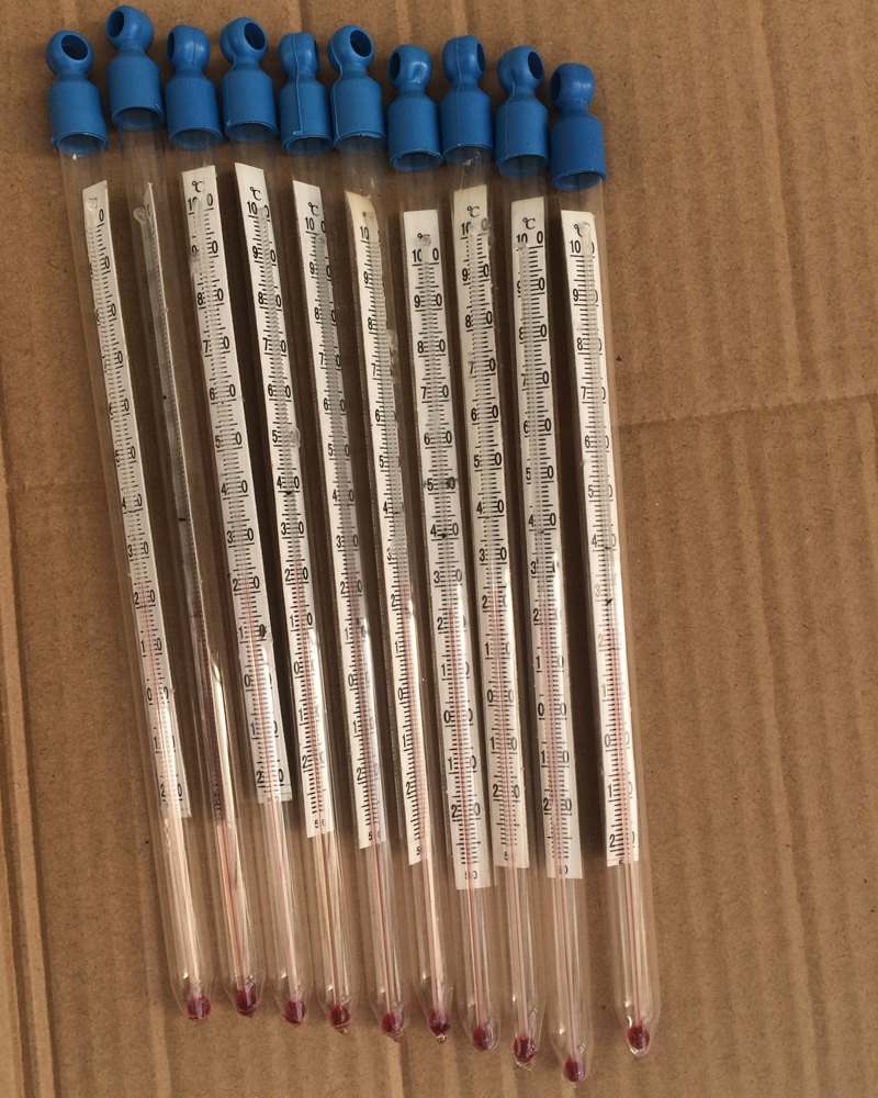 玻套温度计100度家用温室大棚养殖育苗实验红液玻璃温度计sn4175 1盒