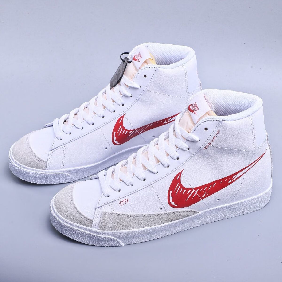 blazer mid 77 sketch 手稿涂鸦白红黑白男女休闲板鞋cw7580-00 cw