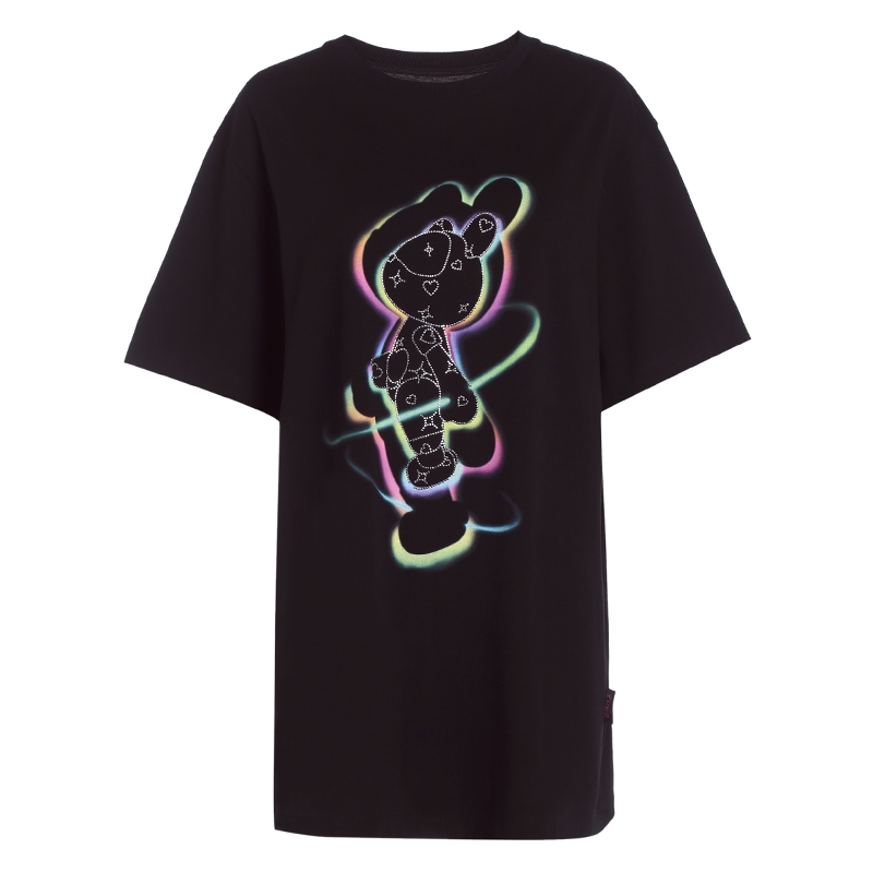 five plus&星际熊t恤2021新款5 女装中长款短袖女宽