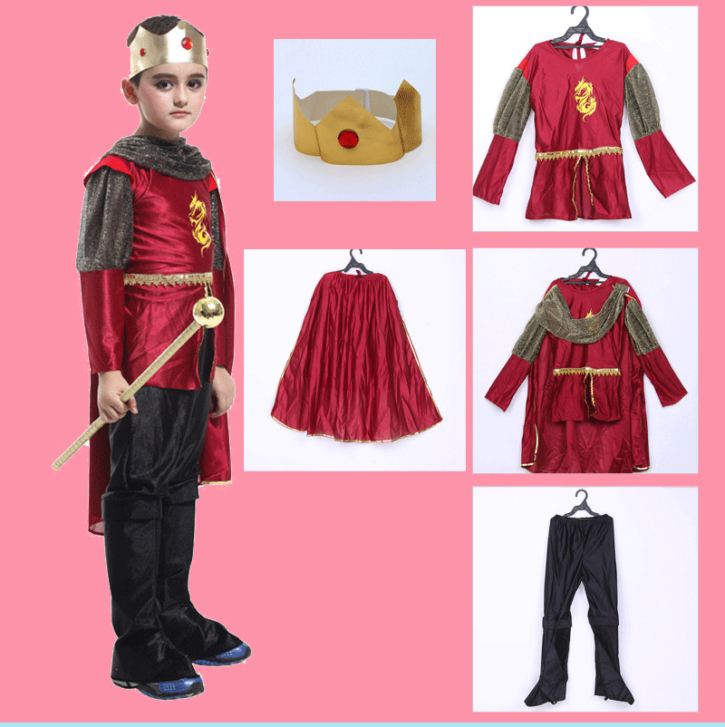 西木柒国王演出服 万圣节儿童服装国王王子表演服男童小男成人白马