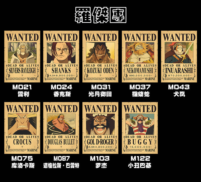 鸣朗海贼王悬赏令通缉令海报路飞15亿复古牛皮纸宿舍寝室装饰墙贴纸