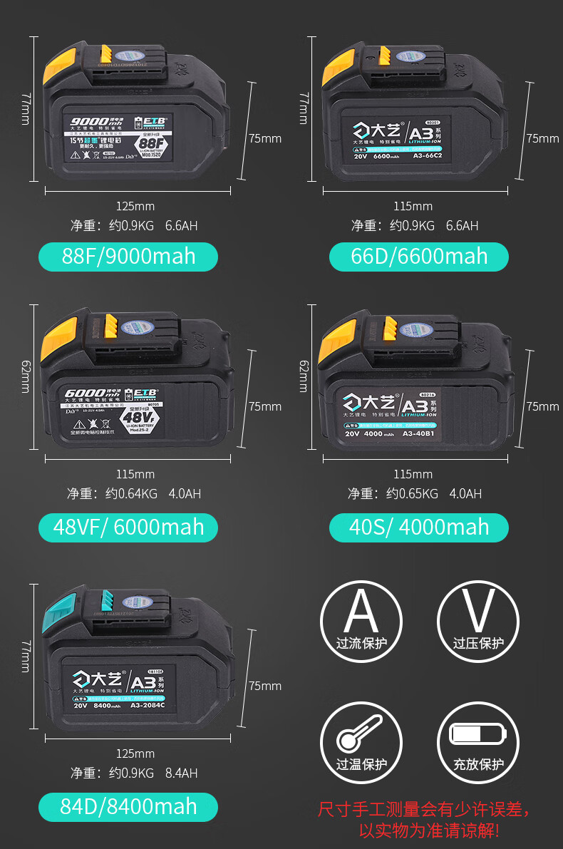 6802锂电池充电器88v9000毫安48va3-84 大艺原厂a3-84d电池8400毫安