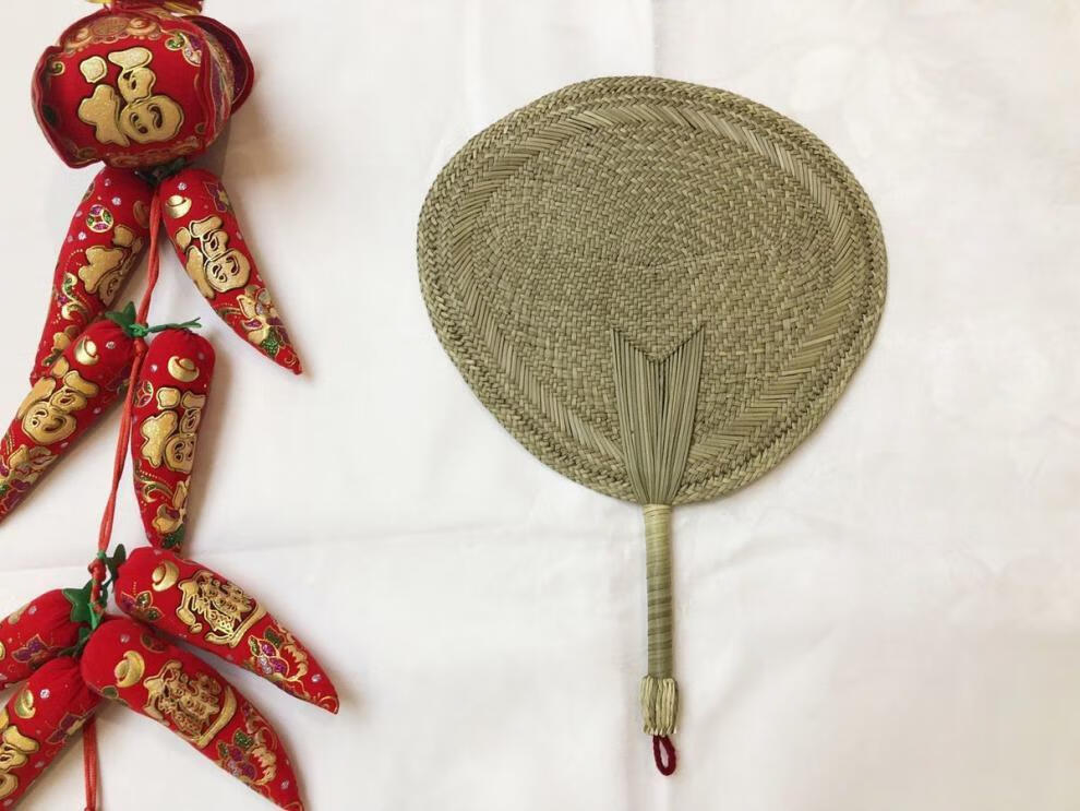 手工扇草扇子手摇蒲扇夏季纳凉岭根草编宝宝儿童月子扇中国古风扇 a款
