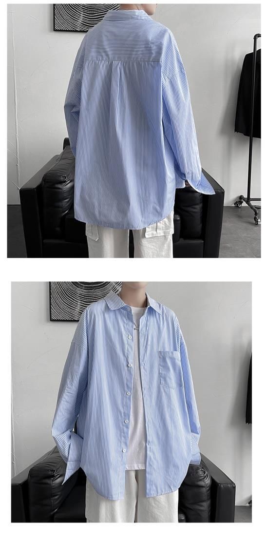 衬衫长袖夏季薄款帅气设计感小众港风外套潮春夏季夏天男式男士男士