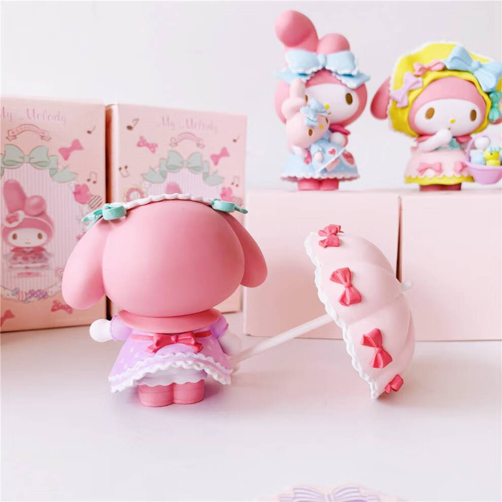 名创优品盲盒 美乐蒂茶话会盲盒摆件少女手办隐藏 双手摸脸,拆开卖