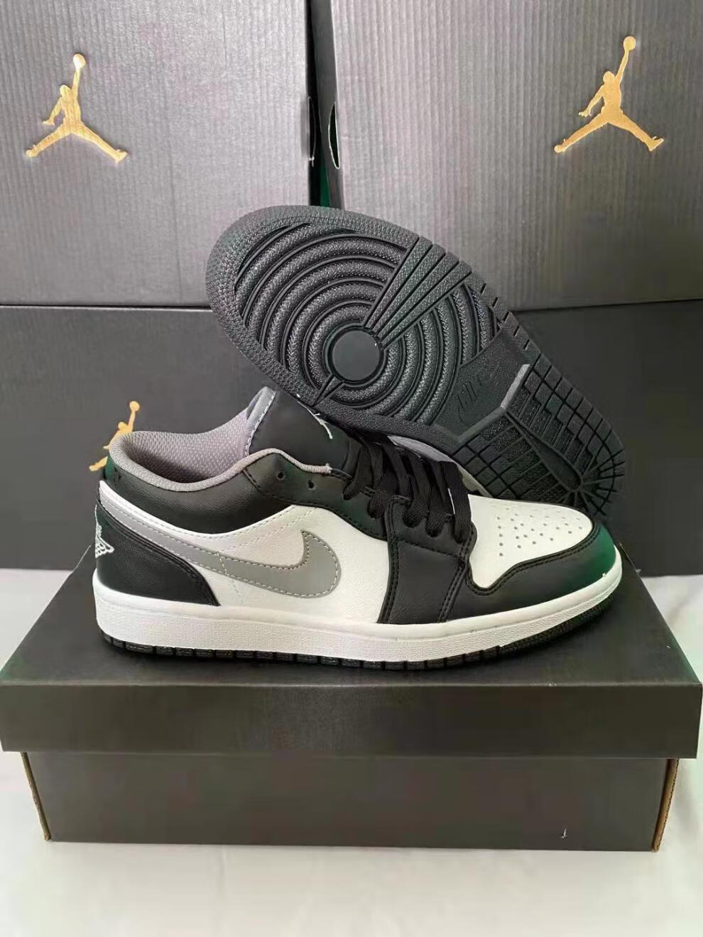 纯原low低帮篮球鞋烟灰小黎黑白熊猫影子灰男女休闲运动鞋 低帮aj黑