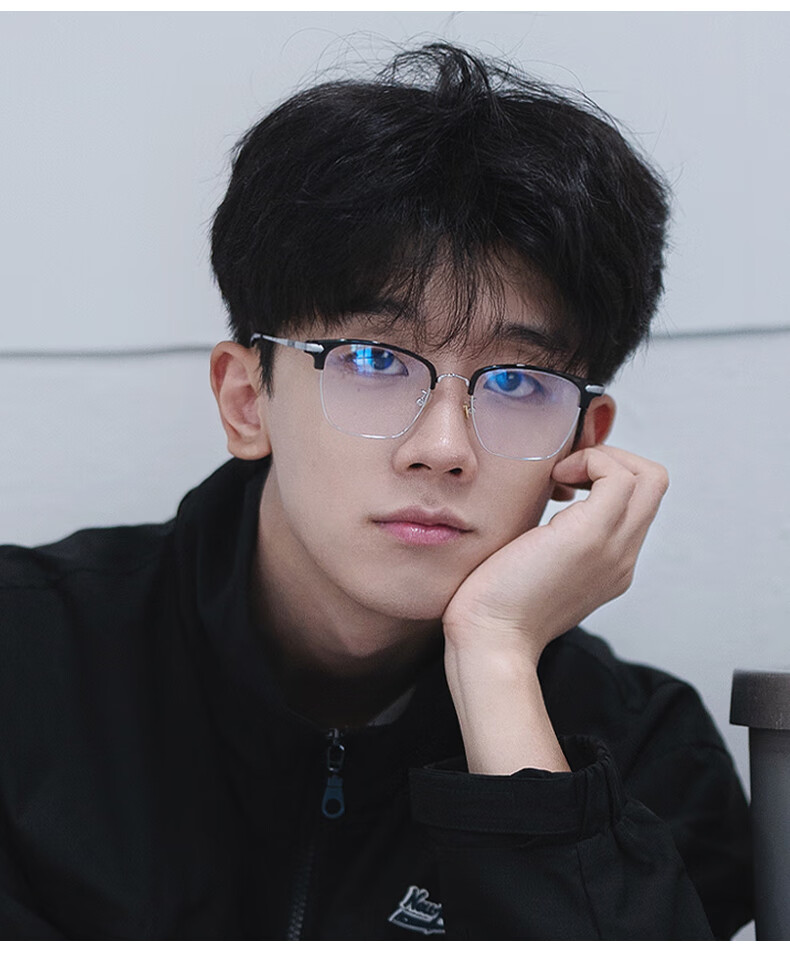 22新款猫耳半框眼镜 斯文败类眼镜理工男猫耳半框超轻王不染同款配有