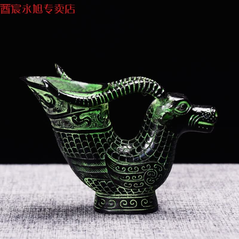 青铜器摆件 青铜器工艺品仿古青铜器摆件龙凤羊杯尊酒杯酒尊铜工艺品