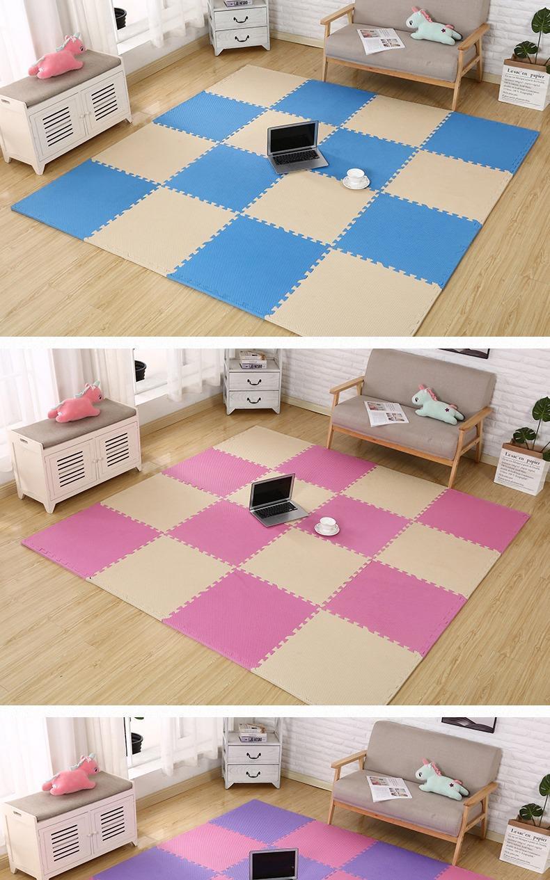 加厚泡沫地垫儿童防摔爬行垫拼接爬爬垫家用宝宝垫地板垫子黄配红30