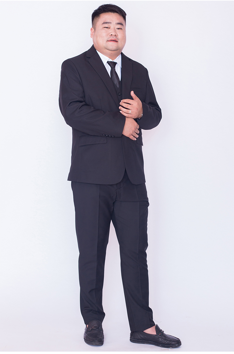 加肥加大西服男外套胖子宽松商务伴郎礼服职业正装大码西装套装 2扣